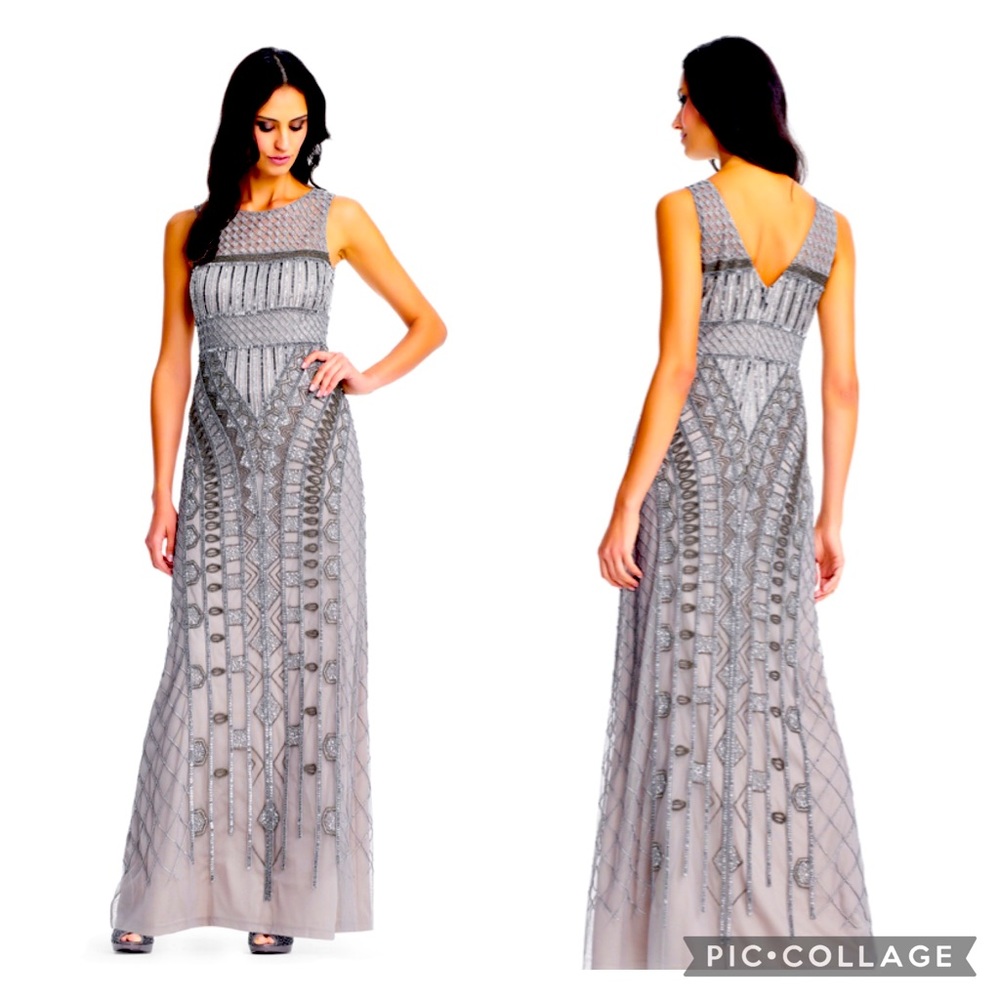Adrianna Papell fully beaded sleeveless long gown